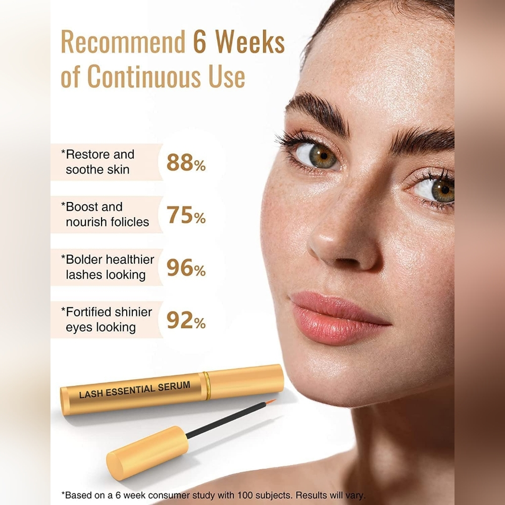 Thicker & Longer Looking Eyelashes, Lash Essential Serum for Natural Las…